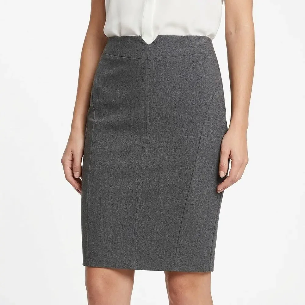 Express Polyester Blend Gray Pencil Knee Length Skirt Women Size 00